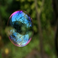 a bubble floating in mid air